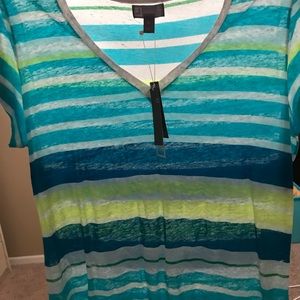 Striped vee neck tee